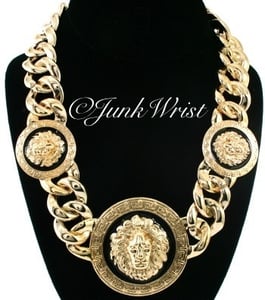 Image of Versace Style Gold 3 Lionhead Versace Style Chain