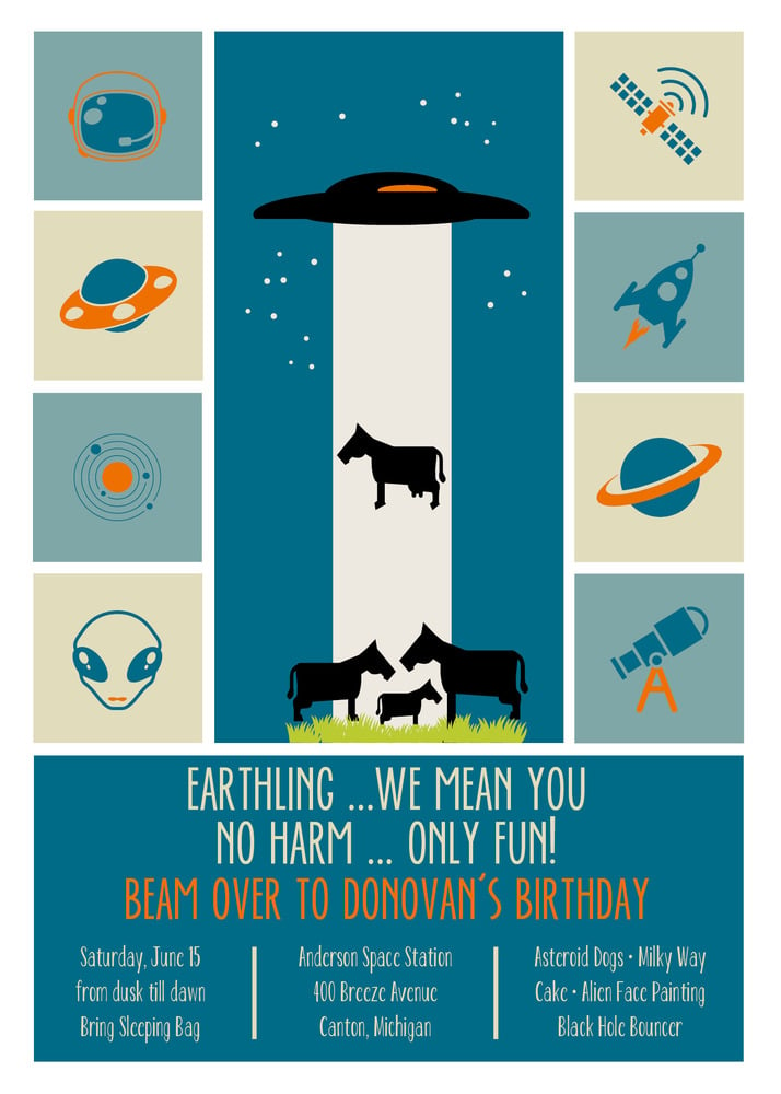Alien Space Birthday Invitation