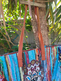 Image 9 of Frill Sari shoulder Bag / tote with leather straps