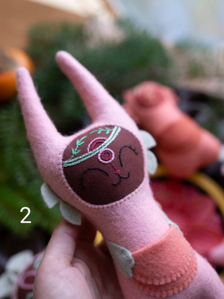 Image of Pink and Salmon Wool Felt Space Friends