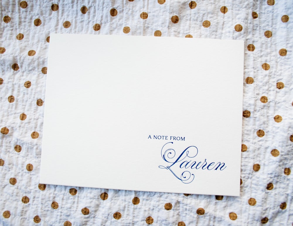 Custom letterpress stationery set 50 cards envelopes ink ivory