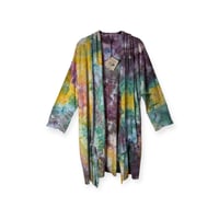 Image 1 of 1XL Drapey 3/4 Sleeve Cardigan With Pockets in Rustic Watercolor Ice Dye