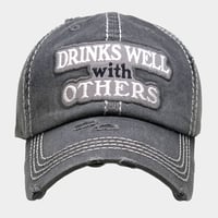 Image 1 of Drinks Well With Others Distressed Baseball Cap