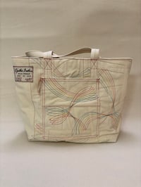 Image 1 of B91 denim patchwork rainbow squiggle Pantone 
