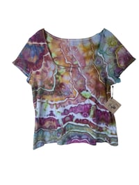 Image 2 of ♻️ UPCYCLED 2X PLUS Rib Fitted Tee in Dragonfruit Geode Ice Dye