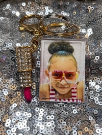 Image 1 of Back & front Photo Frame Custom keychains with charm of your choice 