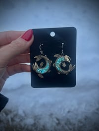 Brass Salmon Turquoise Inlay
