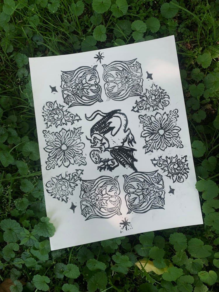 Image of Flower Dragon Print