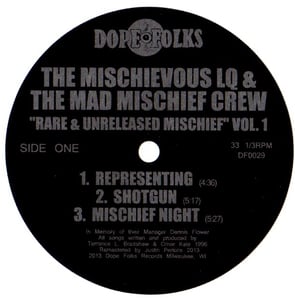 Image of THE MISCHIEVOUS LQ & THE MAD MISCHIEF CREW "Rare & Unreleased Mischief Volume 1"  ***SOLD OUT***