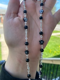 Image 2 of Silver/Black Flower necklace