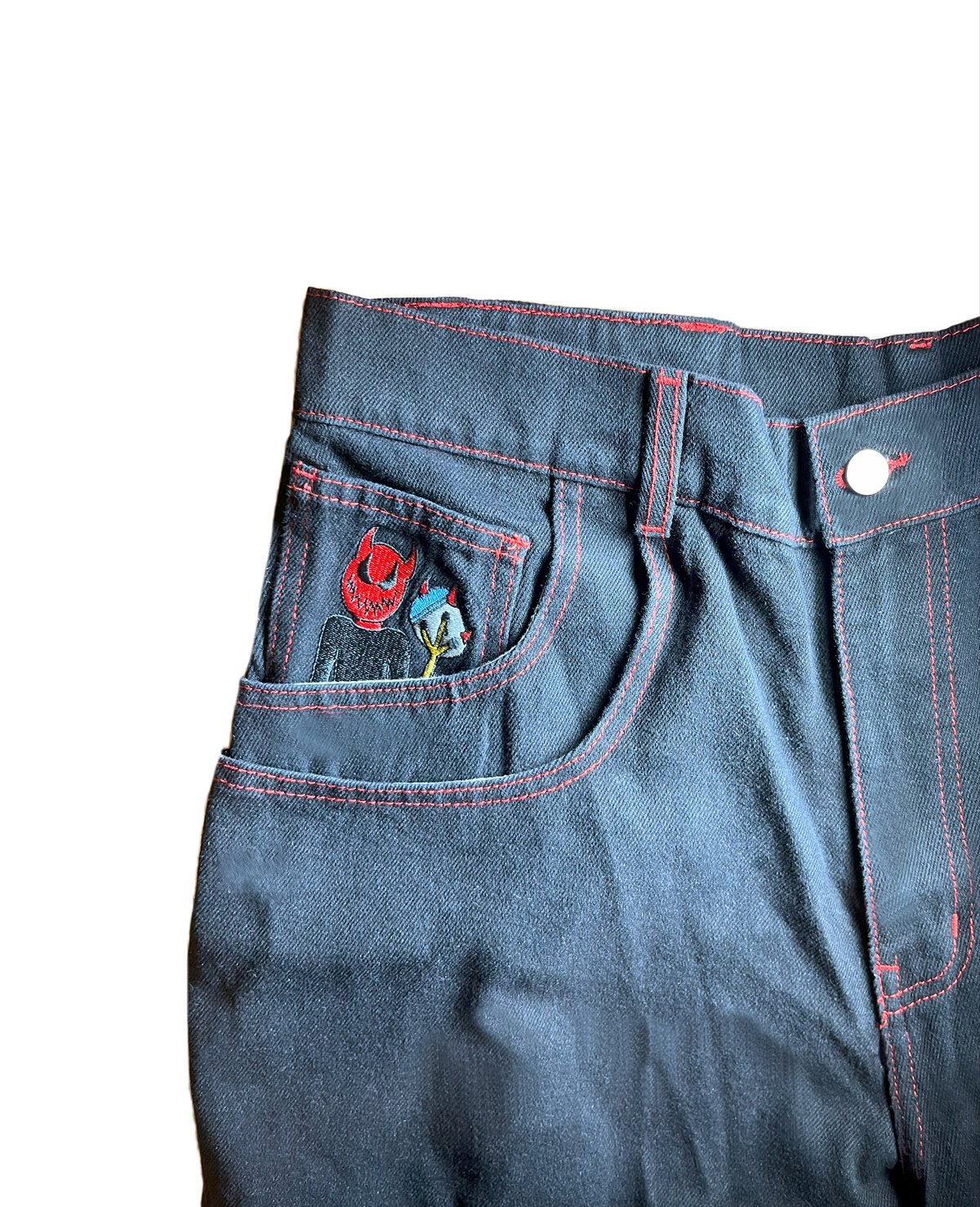 Image of Red Stitching Cargo Denim