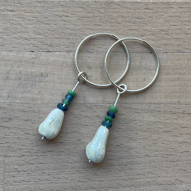 Roman bead hoops - blue/green