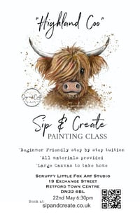 Image 2 of How to paint a “Highland Cow” Painting Workshop Retford