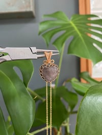 Image 4 of Gold Silver Sheen Obsidian Heart Crystal Necklace