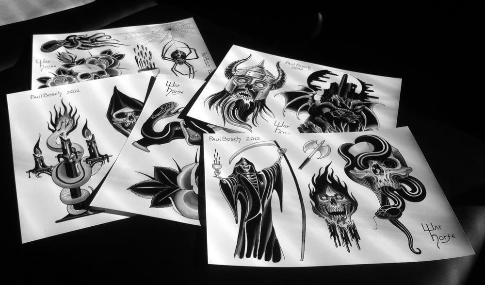 Paul Bosch Tattoos — Tattoo Flash Set 1
