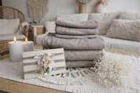 Image 2 of fond + wrap + headband taupe marbré