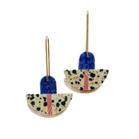 Image 1 of Lapis, Dalmation Stone & Pink Opal Earrings