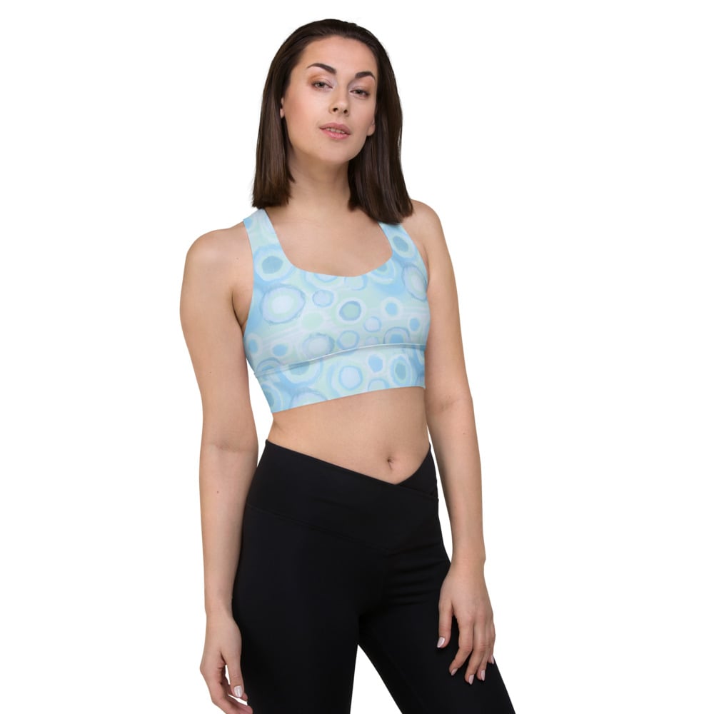 Image of Bubbles blue Longline sports bra