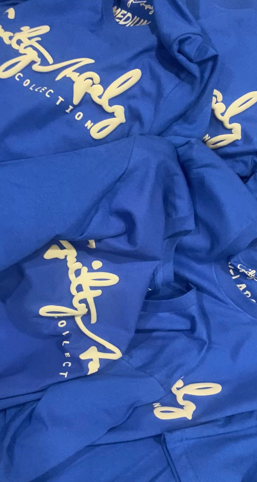 Image of Guilty Angelz signature t shirt blue/grey