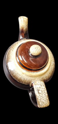 Image 9 of Vintage MCM Dark Brown Stoneware Tea Pot