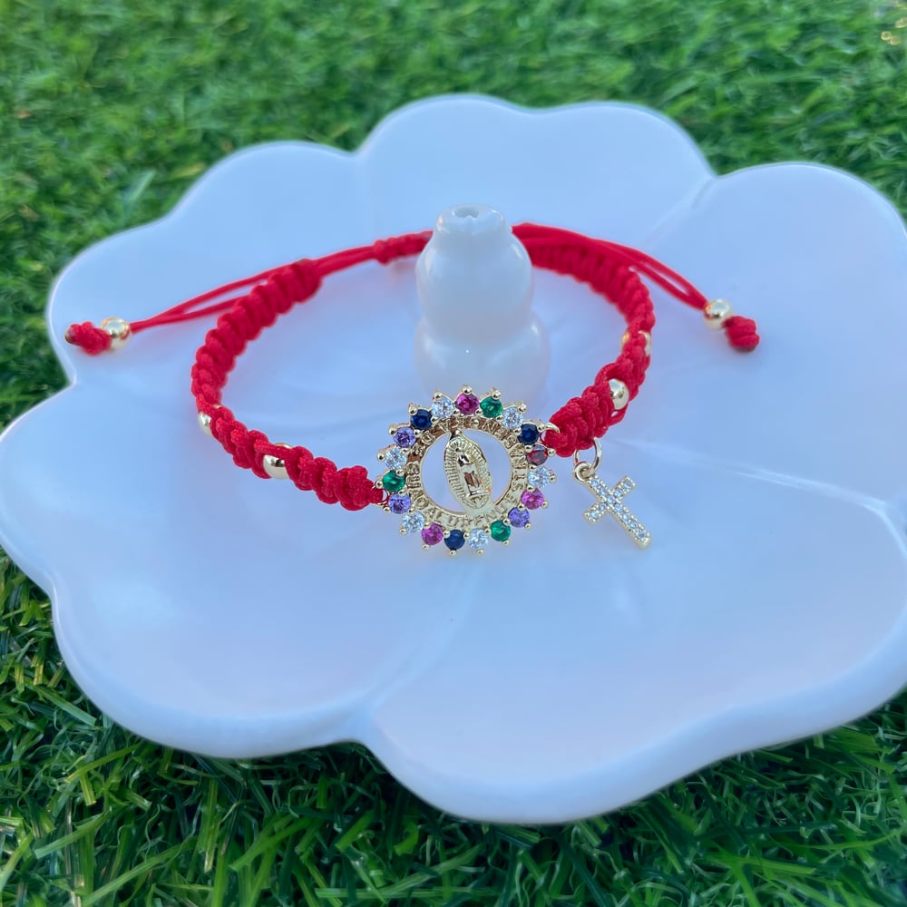 Virgencita with cross charm bracelet