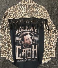 Image 1 of Handmade Leopard Print Fringe Jacket Johnny Cash