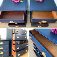 Image 5 of Navy Blue Stag Bedroom Furniture Set. Chest of drawers / Tallboy + 2 Bedside Cabinets 