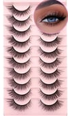 10 Pair Bulk Cat Eye Fluffy Minks 3D Strip Short Volume