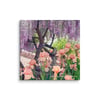 Chinese Wisteria and Peach Irises - 12” X 12” Canvas Print