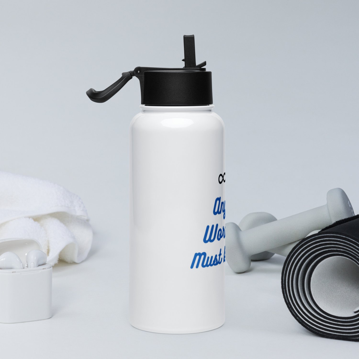 Image of Stainless steel water bottle with a straw lid