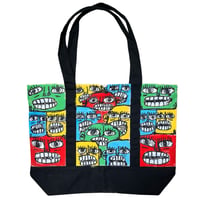 Image 3 of COLORFUL FACES CANVAS TOTE BAG