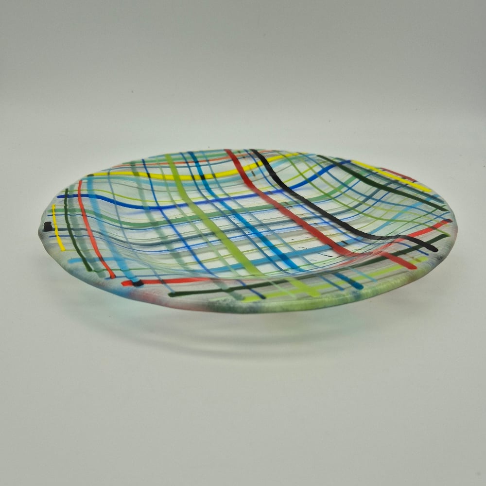 Image of MADRAS GLASS BOWL PLATE - BLUE