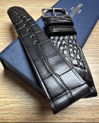 Image 2 of Double Dark Grey Alligator Watch Strap - Horizontal Cut