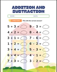  Addition and subtraction worksheet