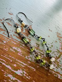 Image 1 of opal tourmaline and peridot dangle earrings
