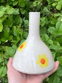 Image 2 of Large Bud Vase Yellow Decorated Flowers 