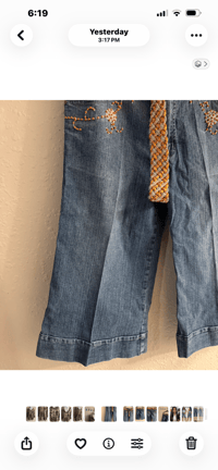 Image 6 of NWT Sz. 14 Apollo belted Beaded Denim Capri #914*19