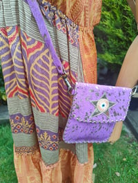 Image 3 of Havana Halter Dress- classic statement holiday piece- one size - YELLOW POP PURPLE