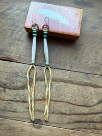Fringe Earrings with Kingman Turquoise, Silver Hoop