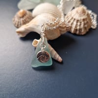 Image 1 of Scottish Sea Glass and Wave Charm Necklace
