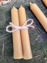 Image 2 of 5.5” 100% Pure Beeswax Taper Candles | Handcrafted on our Small Farm (set of two)