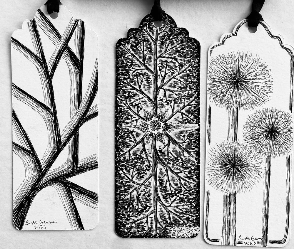 Image of 3 Pack of Double Sided Bookmarks (hand drawn & personalized)