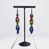 Image 3 of Neon Rainbow Helix Earrings