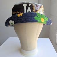 Image 2 of Reworked LÁ Reversible Bucket Hat 40s Quilt top XL 24