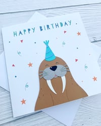 Image 3 of Handmade Walrus Happy Birthday Card - Cute Animal-Themed Birthday Card for All Ages