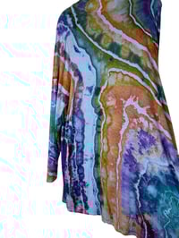 Image 3 of 2X PLUS Jersey Knit Open Cardigan in Earthy Rainbow Geode Ice Dye