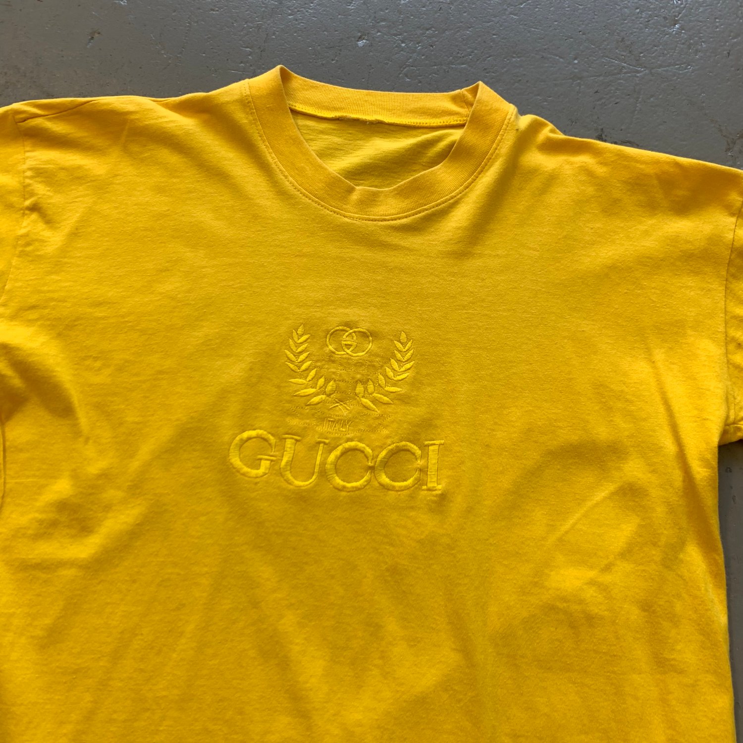 Image of Vintage 80s bootleg Gucci embroidered T-shirt size medium 