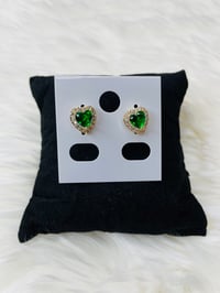 Green Gold Heart stud earrings 