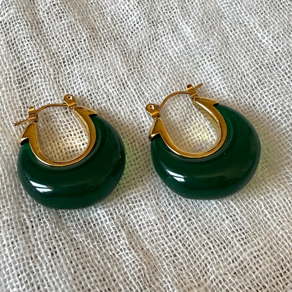 Image of ORECCHINI CHUNKY DROP HOOPS PIETRA DURA