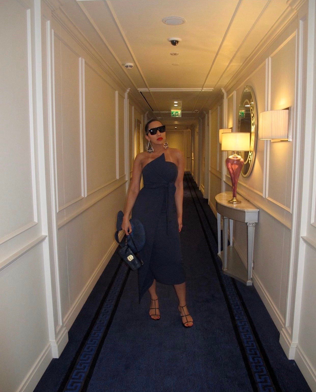 Image of RIVER ISLAND NAVY BLUE BELTED WRAP DRESS (UK 10)